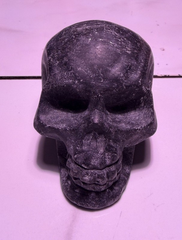 Carved Black Stone Skull Figurine Collectible Gothic Decor Approx. 3 Inch