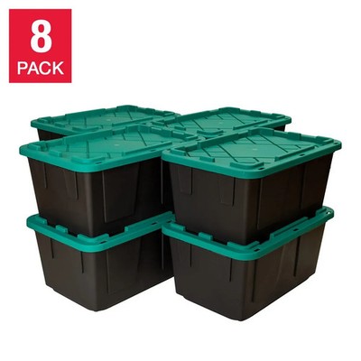 Greenmade 27 Gallon Storage Bin Tote with Lid Heavy Duty 8-Pack
