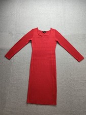 Almost Famous Women Sweater Dress L Red Long Sleeve Square Neck Midi Comfort