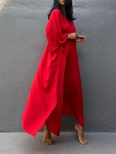 Plus - One Size - Bohemian Style Loose Fit Beach Red Caftan Kaftan Dress