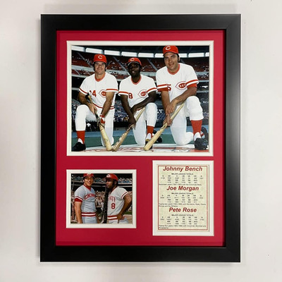 Johnny Bench, Joe Morgan and Pete Rose Framed Photo Collage, 11 by 14-Inch