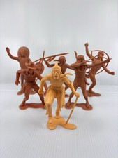 6 Vintage Louis Marx Figures 6" Cowboys Indians Plastic Action War 1964