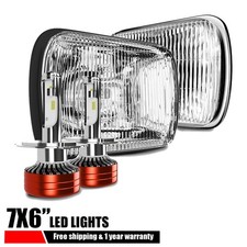 Pair 5x7 7x6 H6054 Housing H4 LED Fog Light DRL for Wrangler YJ XJ Pickup