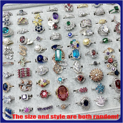 20-100x Wholesale Colored Zircon Rings Bulk Rings Jewelry Mixed Sizes