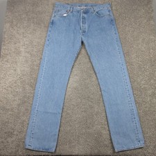 Levis Jeans Mens 36x34 Blue 501 Button Fly Original Straight Light Denim Pants