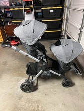 Evenflo Gray Double Stroller Reversible Seats Cupholder