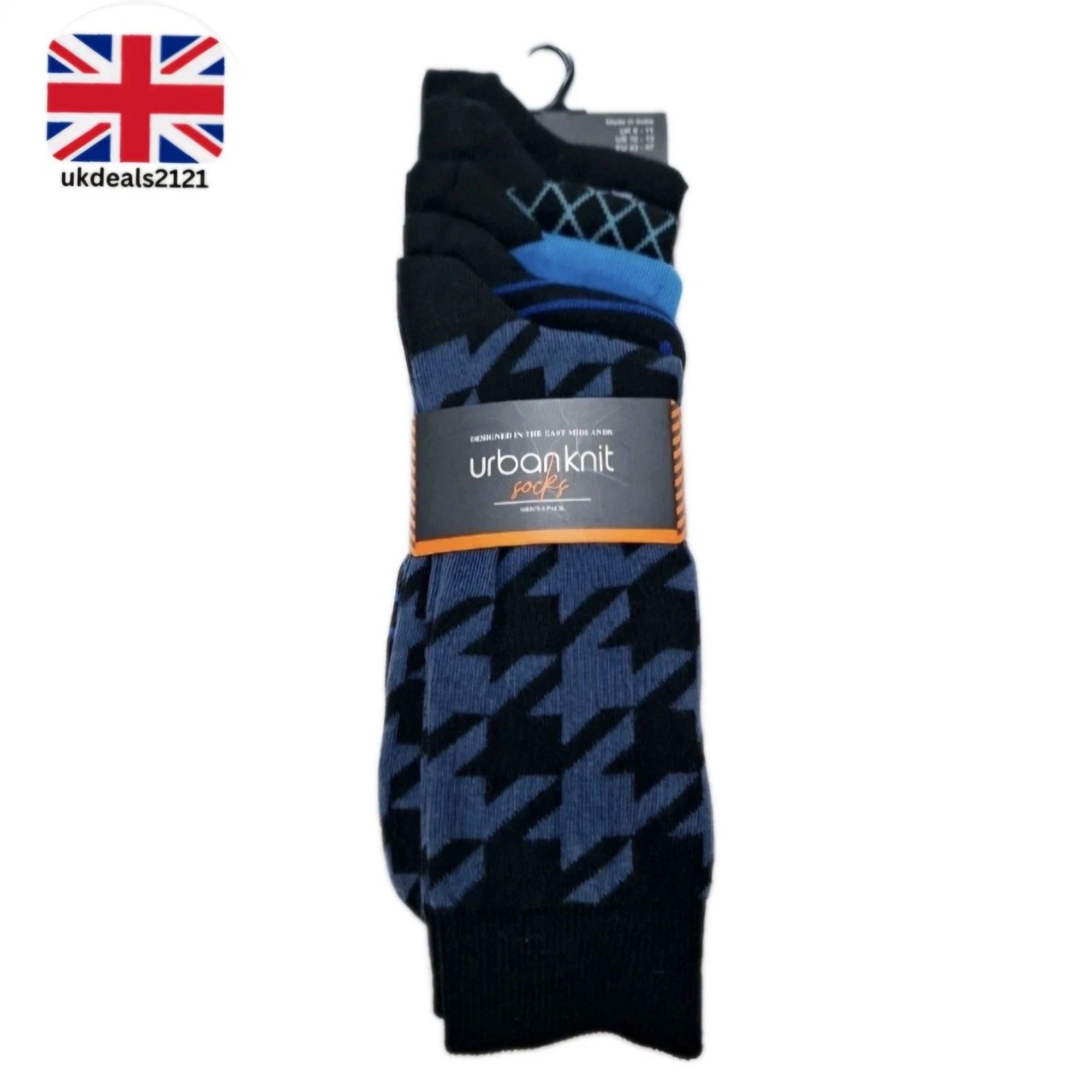 Urban Men’s Cotton Socks 5 Pack UK 6-11 Knit Comfort Hiking Walking Casual Wear