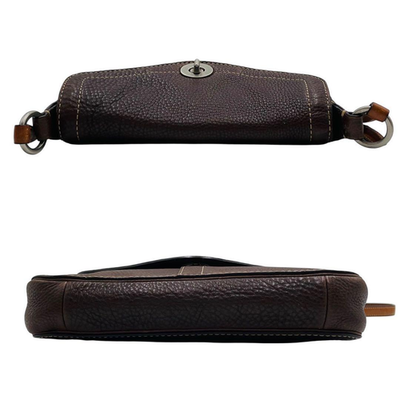 Coach Shoulder Bag Brown Leather Turnlock F10888 W 9.4in Vintage