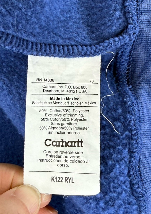 Carhartt Full Zip Hoodie Mens Sz L Workwear Blue thumbnail 8
