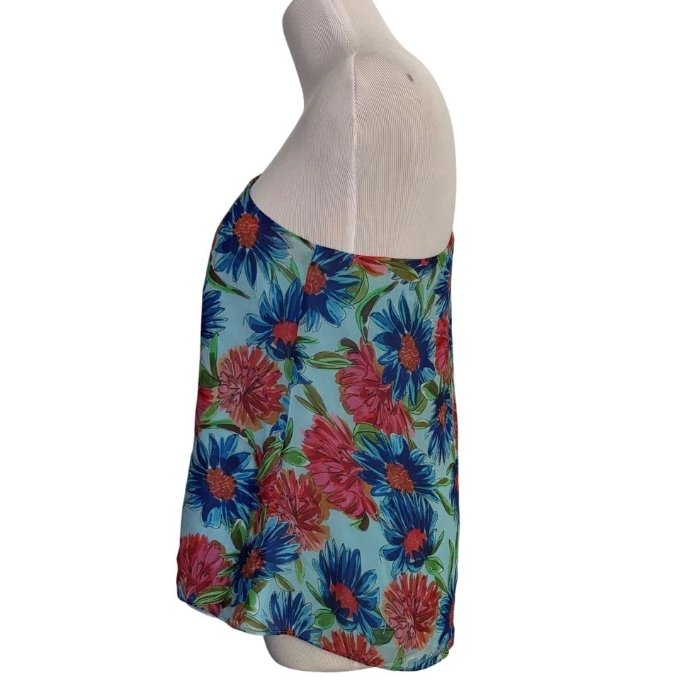 Блузка на одно плечо Milly с цветочным узором маленькая цвет морской волны синяя красная курортная вечеринка топ для отпуска - Изображение 4 из 4