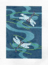 Two Dragonflies over Water handpainted Needlepoint Canvas BC Size Insert by LEE