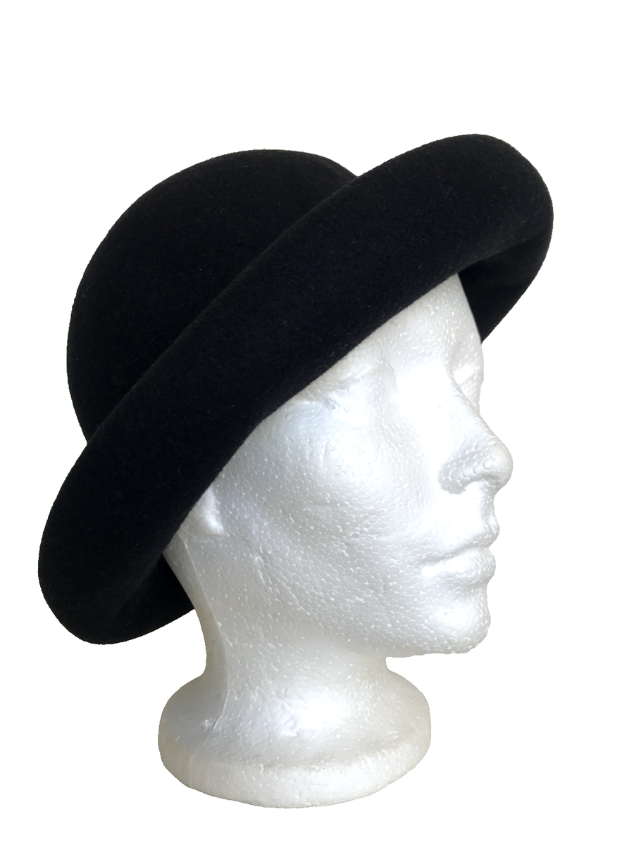 Vintage BOLLMAN Wool Felt Rolled Brim Bowler Hat Made in USA