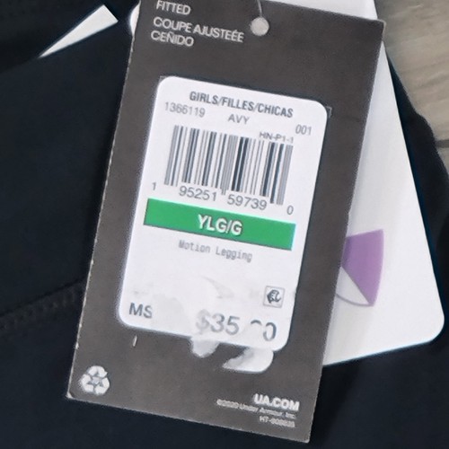 Under Armour Leggings Girls YLG Black Motion New - Picture 7 of 8