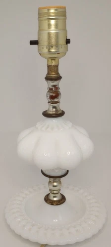 Vintage Mid Century White Milk Glass Lamp Accent Lamp Bedside Lamp