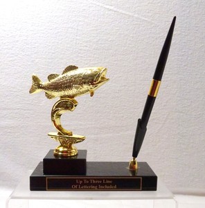 METAL BASS FISH TROPHY PEN SET FISHING AWARD SPORT FISHING ...