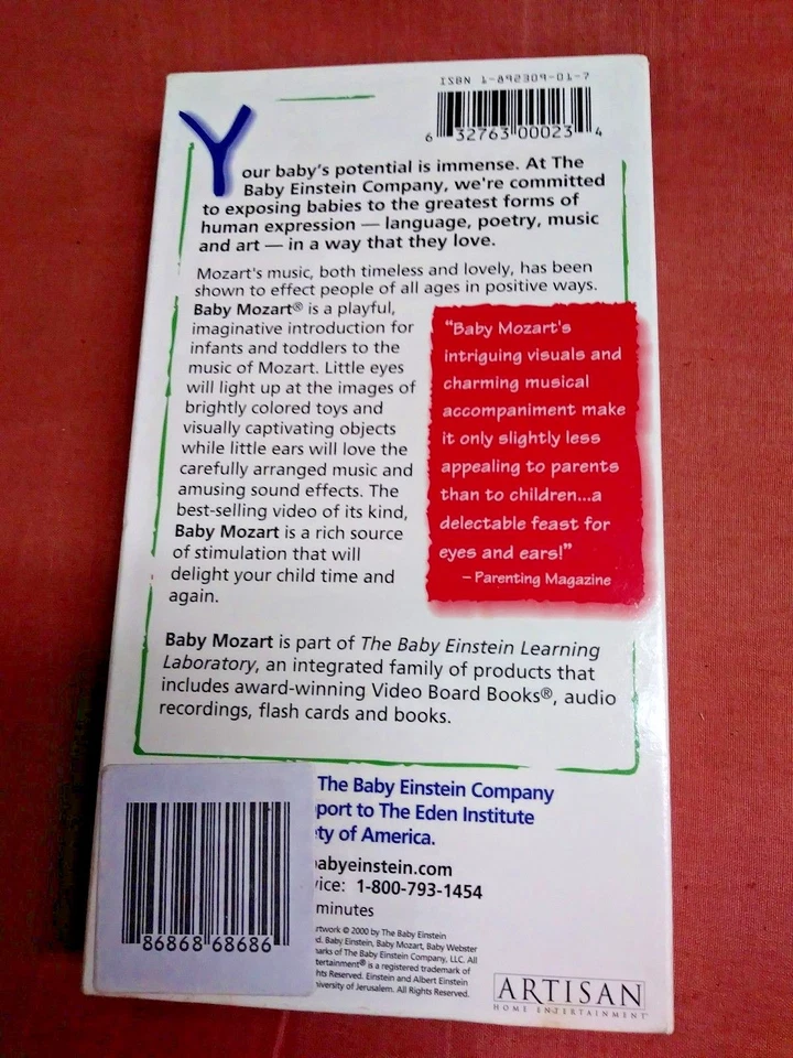 Baby Mozart (VHS, 2000, Artisan) Walt Disney Factory Sealed - Image 2 of 2