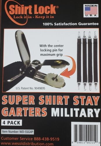 Military 4pack Super Shirt Stay Garters with the No Slip Clip - Picture 1 of 2