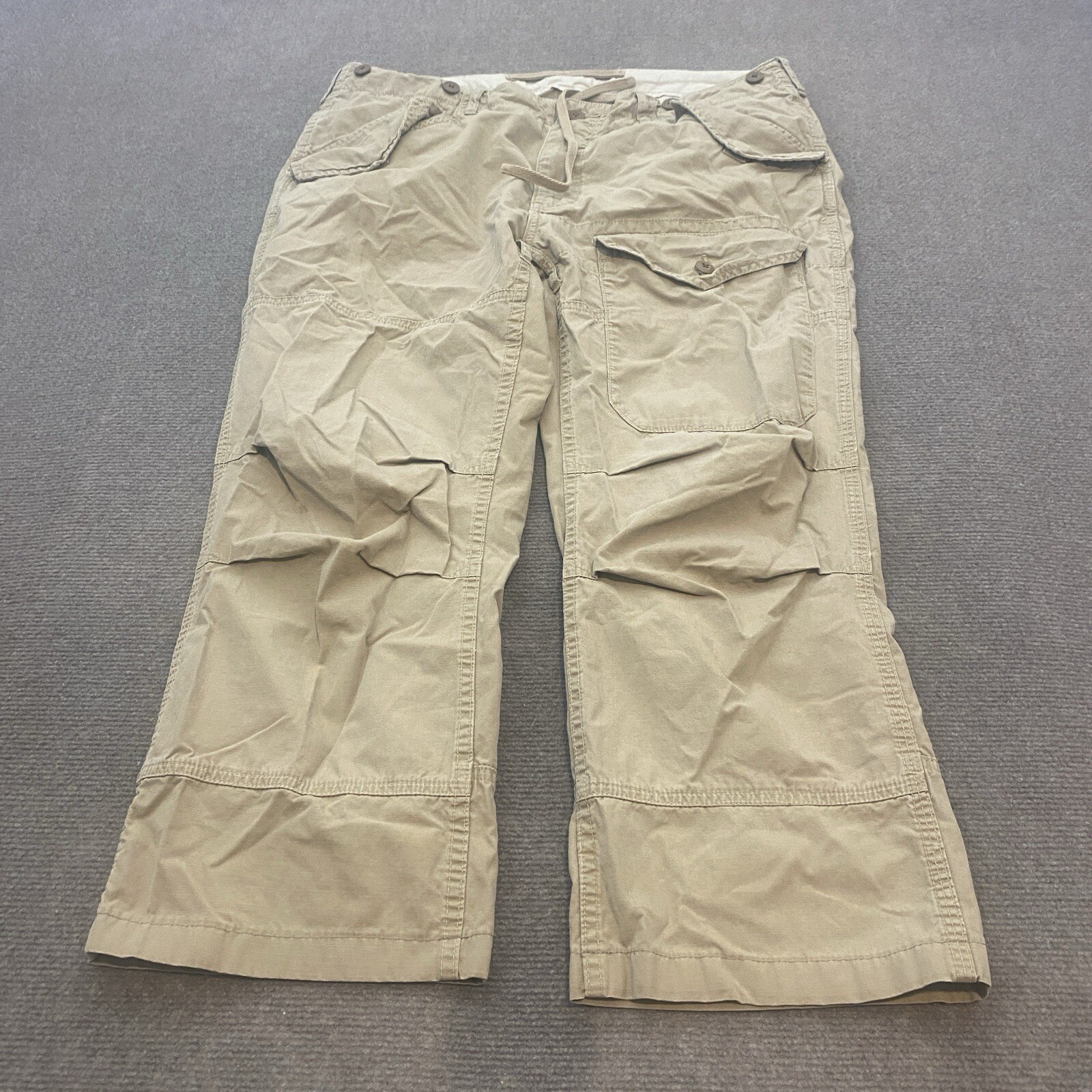 Polo Ralph Lauren Cargo Cropped Pants Mens 36x24 Paratrooper Military Baggy y2k
