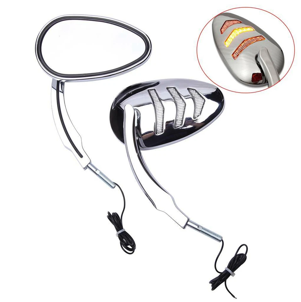 Espejos retrovisores laterales LED cromados para modelo Harley 1997-up (excepto VRSCF) nuevos Foto 3 de 4