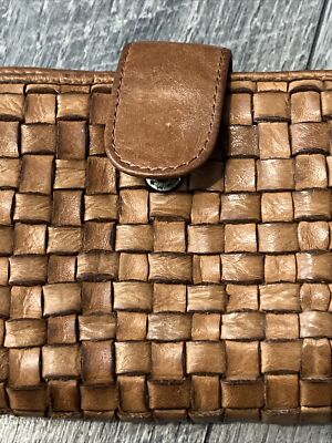 Kane M Zipper Wallet Brown Woven Genuine Leather Honey Kane M Zipper Wallet Brown Woven Genuine Leather Honey