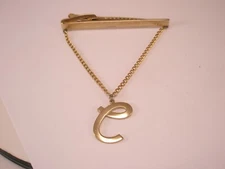 e Initial Monogram Letter Vintage PENDANT HICKOK Tie Bar Clip edward eli