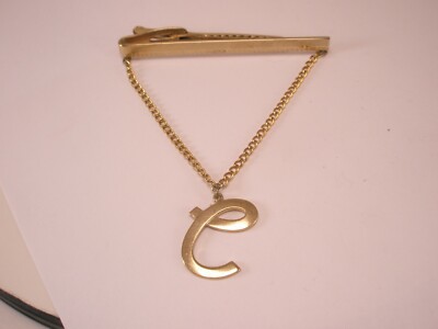 e Initial Monogram Letter Vintage PENDANT HICKOK Tie Bar Clip edward eli