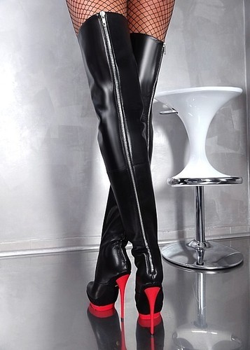 1969 Made in Italy Leather High Heels Unique MT Stiletto Over The Knee Boots ... - Picture 5 of 12
