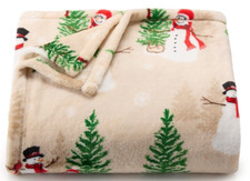 YULETIDE SNOWMAN Winter Christmas Holiday 5x6 ft THROW BLANKET The Big One NEW