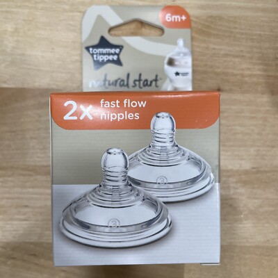 tommee tippee closer to nature 2 pack fast flow 6+ months nipples