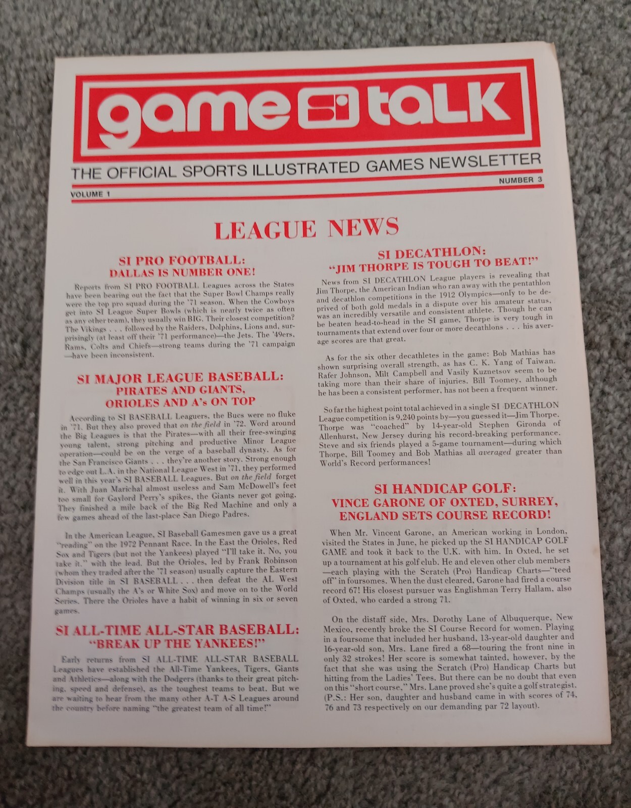 Vintage 1971 Sports Illustrated Baseball Game with 1970 Season charts