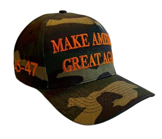 Trump 45-47 Hat Make America Great Again Camo Orange MAGA Snapback