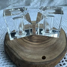 Oleg Cassini  Signed Square Crystal Salt & Pepper Shakers~Signed