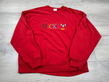 Vintage Mickey Mouse Sweatshirt Mens L Red Fleece Disney Made In USA 80s