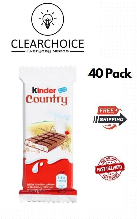 限量 Kinder Country 牛奶和谷物巧克力棒 - 40 包牛奶巧克力 — 第 2/4 张图片