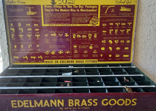 Vintage EDELMANN 80-slot storage, brass fitting case Box container w150 Fittings