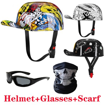 Baseball Cap Vintage Motorcycle Half Helmet Chopper Cruiser Scooter Helmet DOT