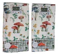 Set of 2 CottageCore FAMILY Mushrooms Terry Kitchen Towels by Kay Dee Designs