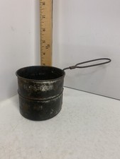 Vintage Kitchen "1 Cup 2 Cups Full" Metal/Tin Hand Held Manual Flour Sifter A005
