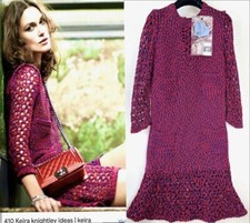 5K New Chanel 2014 Red Blue Crochet Party Jacket Dress 34 36 38 2 4 6 Logo S M L