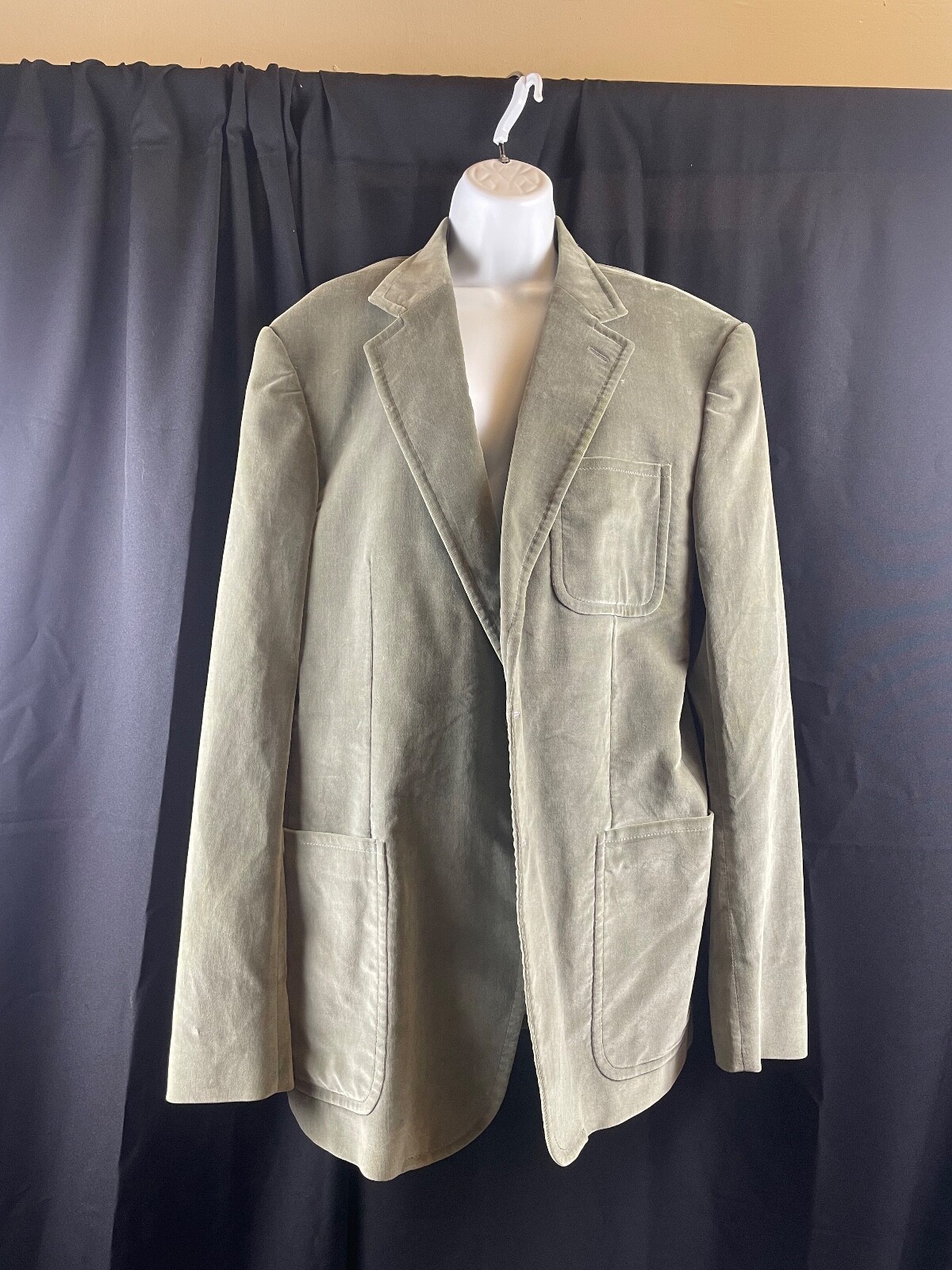 GUCCI VINTAGE MENS GREY VELVET SUEDE SUIT JACKET Gem
