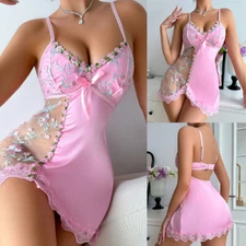 Sexy Womens Lingerie Sleepwear Nighty Underwear Floral Teddy Babydoll Lace Dress