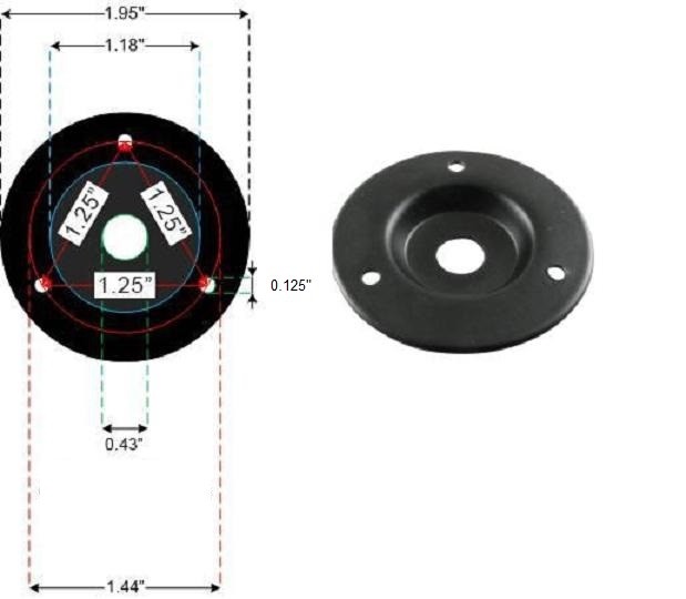 Black Recessed Metal Speaker Amp Jack Plate for 1/4" Jacks 2