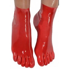 Sexy Red Latex Rubber Toe Socks Gummi 0.4mm Unisex Hosiery Socks SIZE M