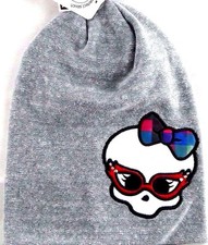Monster High Girls Beanie Hat Grey Skeleton Embroidered Knit Slouch Beanie Gifts