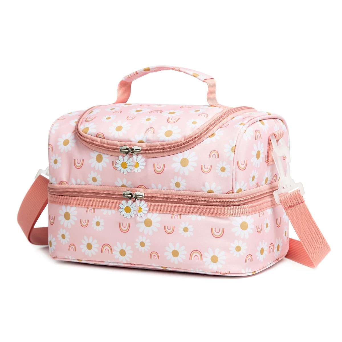 Insulated Kids Dual Compartment Lunch Bags Tote for Girls