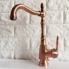 Antique Red Copper Swivel Spout Kitchen Vessel Sink Faucet Basin Mixer Tap nf417