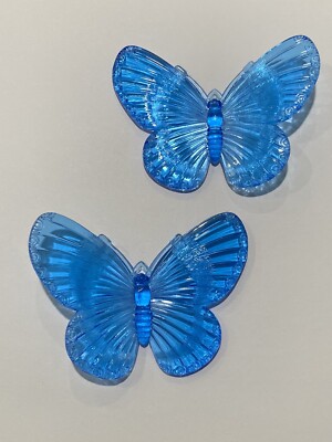 57MM SAPPHIRE PLEXI  BUTTERFLY WITH TOP LOOP (2 PCS)