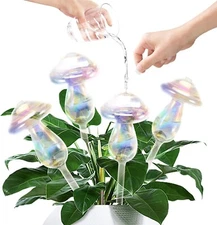 Plant Watering Globes 4 Pack, Mushroom Self Watering Bulbs for Indoor & Outdoor