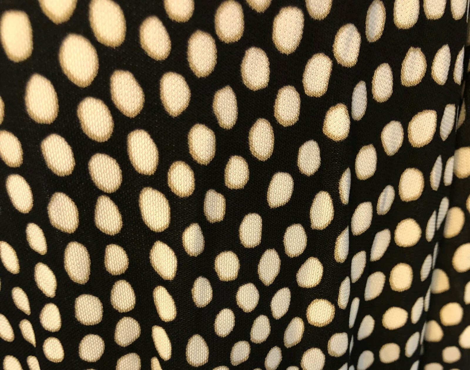 vtg TALBOTS womens Fit N Flare Dress 2P Rayon Travel Knit Black White Polka Dot