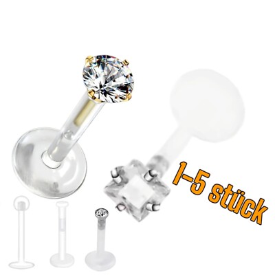 Lippenpiercing Labret Bioflex Ohr Lippe Stab Tragus Helix Stecker +BLITZVERSAND+